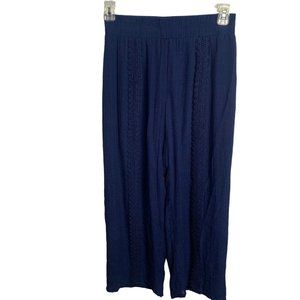 New Directions Womens Elastic Waist Pants Blue PS Petite Small New Crochet $48